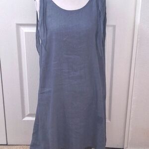 Chambrey 100% Linen Dress With Shoulder Ties